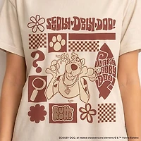 T-Shirt à Manches Courtes Scooby-Doo de Style Rétro en Coton Crème pour Femmes