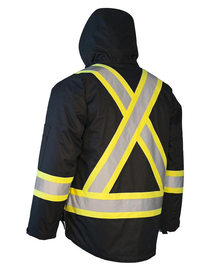 Forcefield Hi Vis Winter Safety Parka with Removable Down Insulated Nylon Puffer Jacket