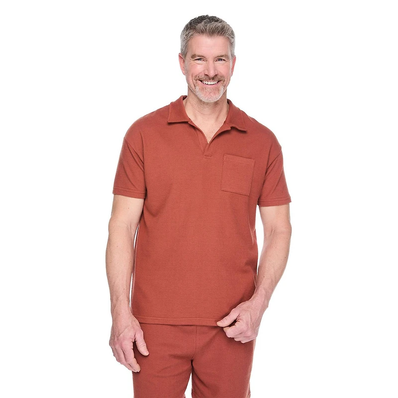 George Men's Textured Johnny Collar Polo