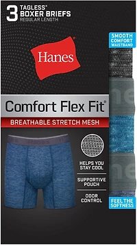 Hanes Comfort Flex Fit Men's Breathable Stretch Mirco Mesh Boxer Brief Underwear, 3-Pack
