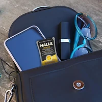 HALLS Minis No Sugar Added Honey Lemon Flavour Cough Drops, Mentho-Lyptus, 24 Lozenges