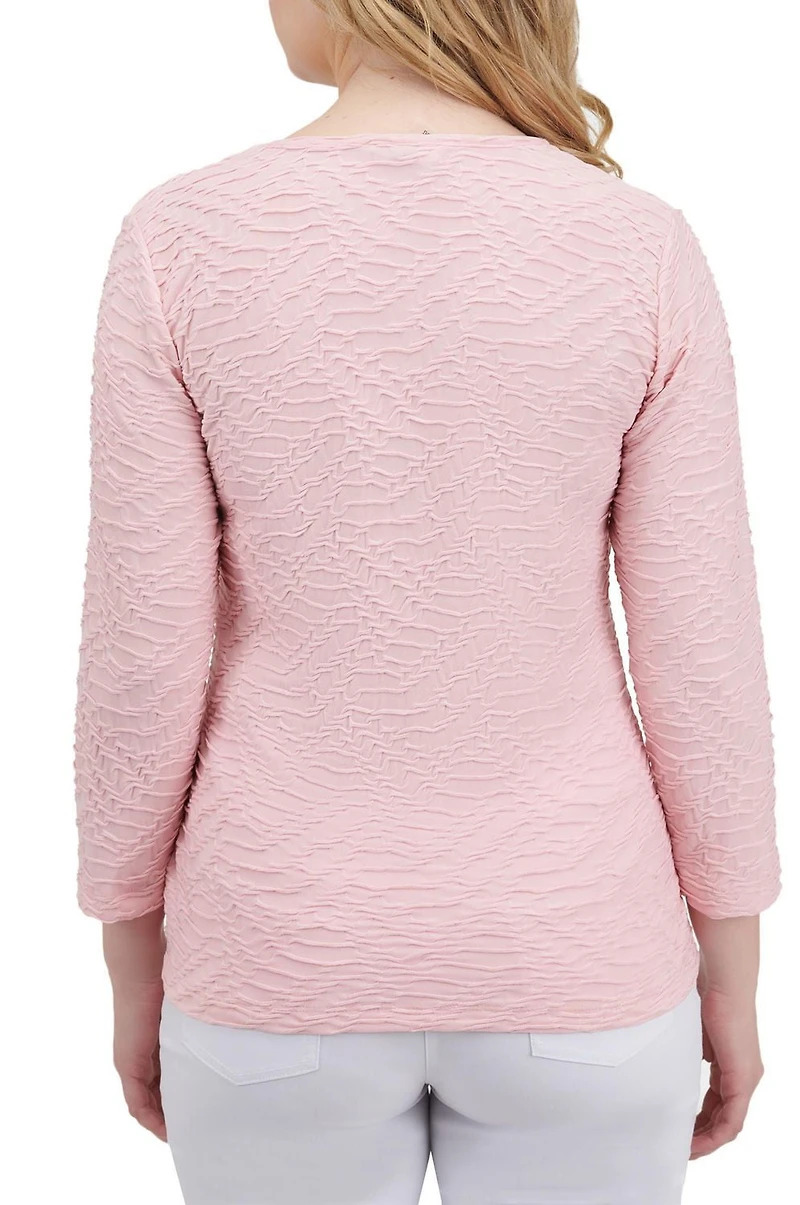 Alia Women's Solid Ripple Knit Top