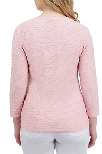 Alia Women's Solid Ripple Knit Top