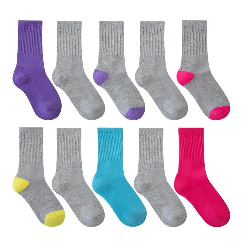 George Girls' 10 Pack Crew Socks, Sizes 11-2; 3-6