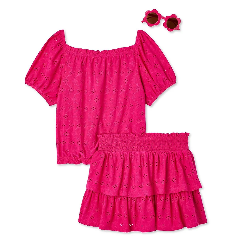 George Girls' Eyelet Skirt 3-Piece Set