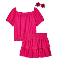George Girls' Eyelet Skirt 3-Piece Set