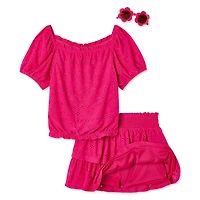 George Girls' Eyelet Skirt 3-Piece Set