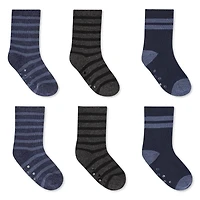 George Baby Boys' Crew Socks with Grippers 6-Pack, Sizes 2-11 months