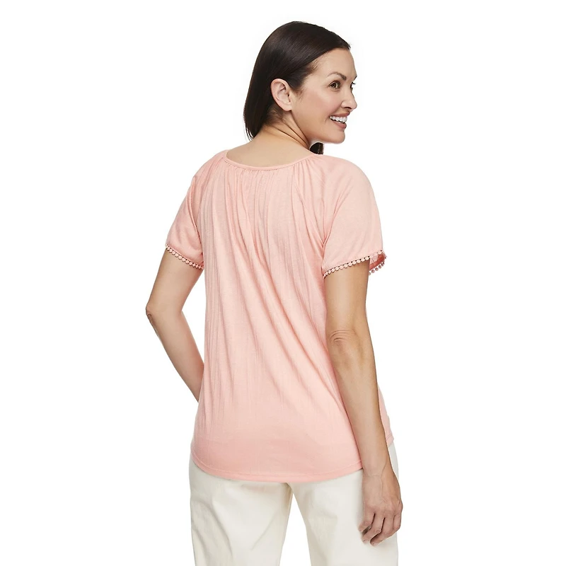 Penmans Women's Crochet Trim Peasant Top