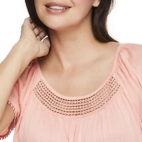 Penmans Women's Crochet Trim Peasant Top