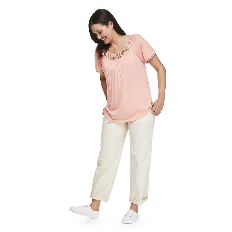 Penmans Women's Crochet Trim Peasant Top