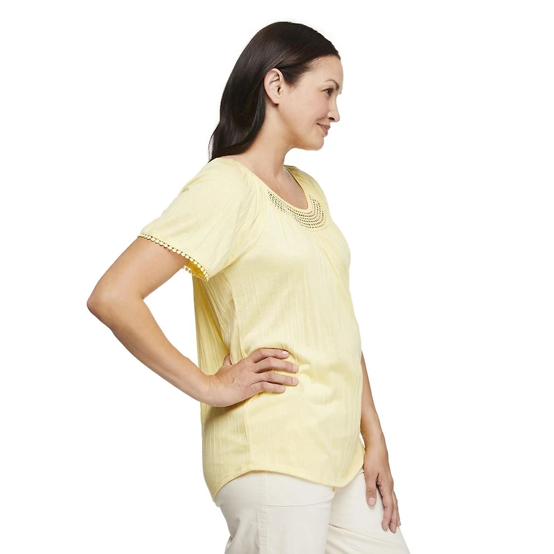 Penmans Women's Crochet Trim Peasant Top