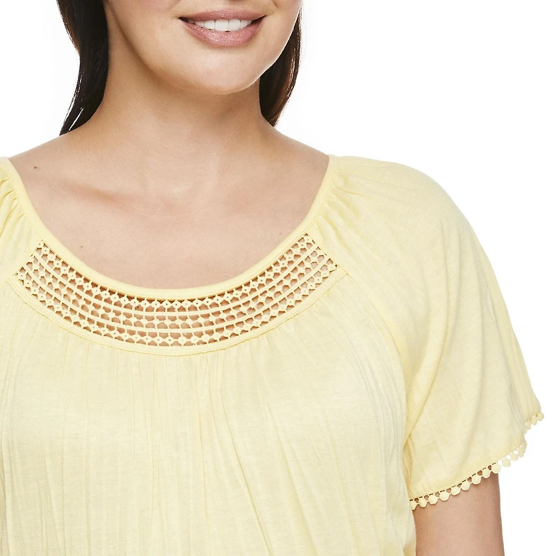 Penmans Women's Crochet Trim Peasant Top