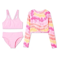 Ensemble 3 pièces avec bikini et haut anti-UV George pour filles