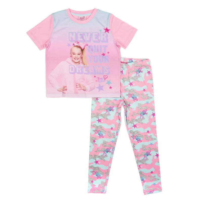 Jojo Siwa Ensemble de pyjama 2 pièces à manches courtes et pantalon longs pour fille
