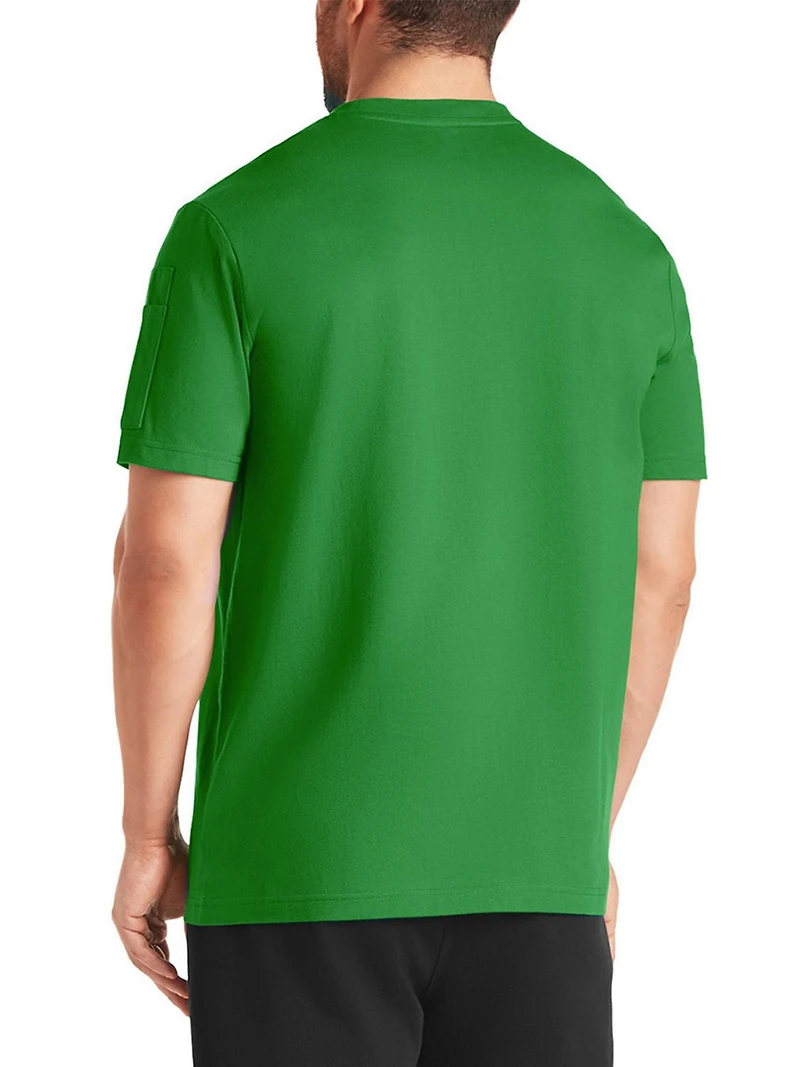 T-shirt col rond pour homme John Deere, manches courtes, motif logo et poche sur la manche