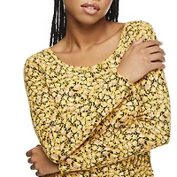 T-shirt à manches longues en tricot gaufré No Boundaries pour femmes