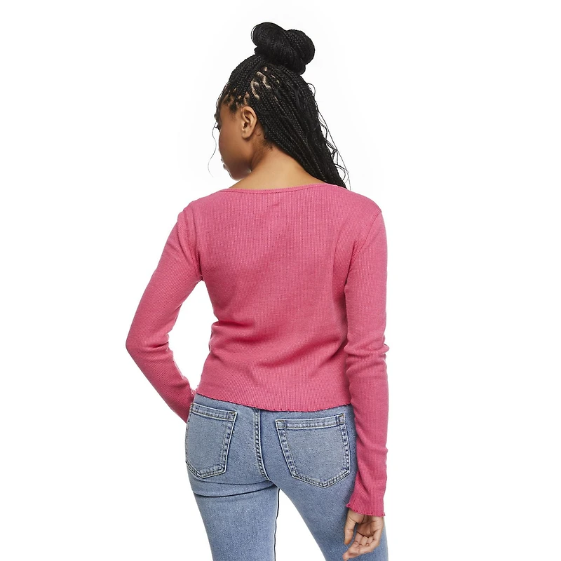 No Boundaries Women's Waffle Long Sleeve Tee
