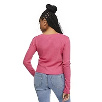 No Boundaries Women's Waffle Long Sleeve Tee