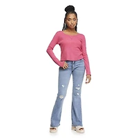 No Boundaries Women's Waffle Long Sleeve Tee