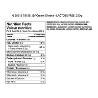 Fromage à la crème Great Value sans lactose 250g
