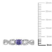 Bague entrelacée Tangelo avec tanzanite 0,17 CT PBT et accents de diamants en argent sterling