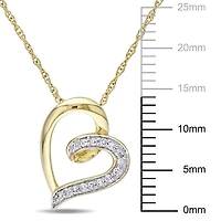 Pendentif de forme cœur Miabella avec accents de diamants en or jaune 10K, 17 po
