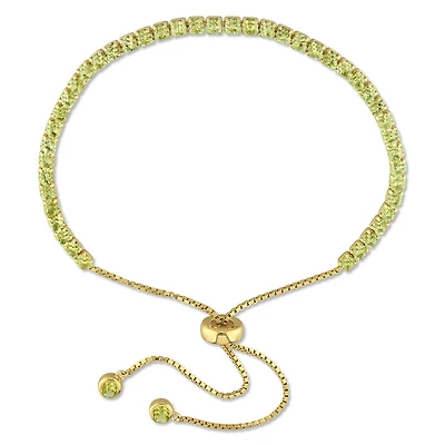 Bracelet bolo à gland Tangelo avec péridots 3,50 CT PBT en argent sterling plaqué de rhodium jaune, 5-10 po