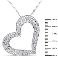 Miabella 1 Carat T.W. Diamond Sterling Silver Heart Pendant, 18"