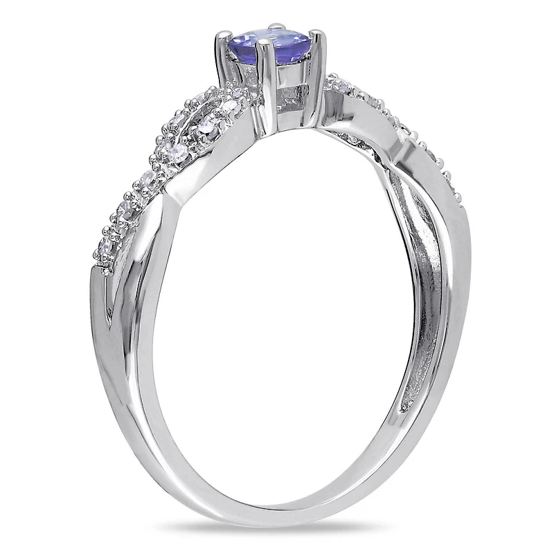 Tangelo 0.17 Carat T.G.W. Tanzanite And Diamond-Accent Sterling Silver Cross-Over Ring
