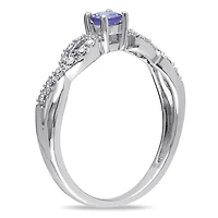 Tangelo 0.17 Carat T.G.W. Tanzanite And Diamond-Accent Sterling Silver Cross-Over Ring