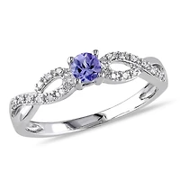 Bague entrelacée Tangelo avec tanzanite 0,17 CT PBT et accents de diamants en argent sterling