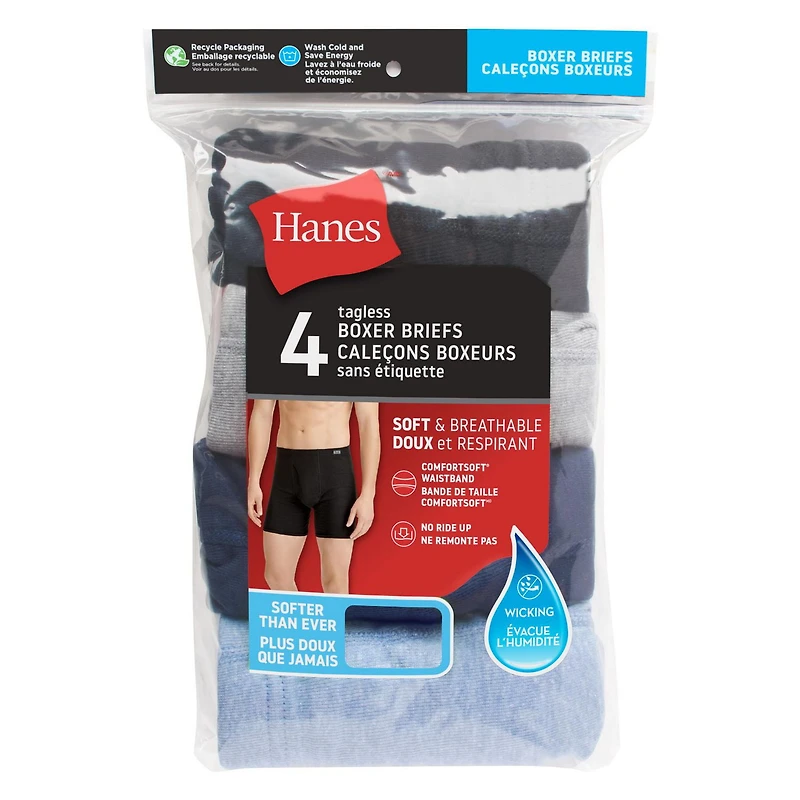 Caleçons boxeurs pour hommes Hanes ComfortSoft® - Tailles P-XL - Paquet de 4