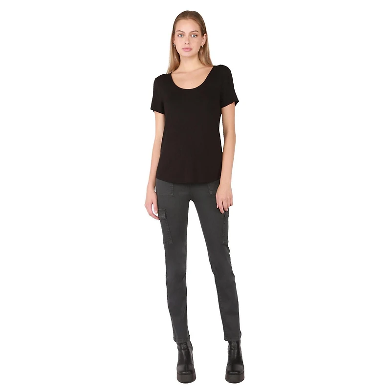 Pantalon cargo en stretch , jambe droite, en cotton tencel.