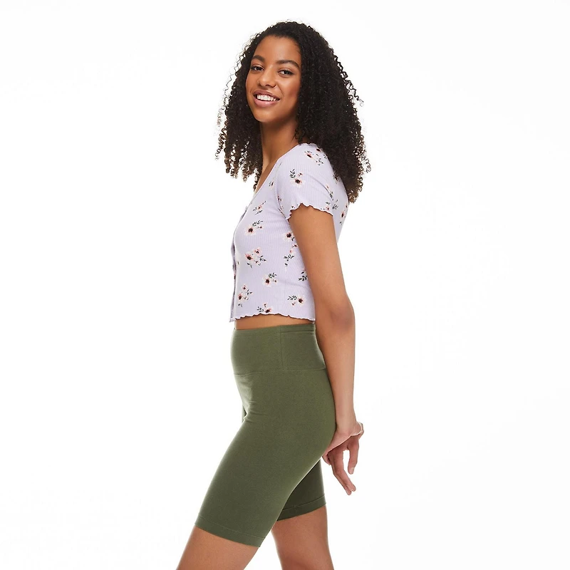 No Boundaries Women's Snap Rib Tee