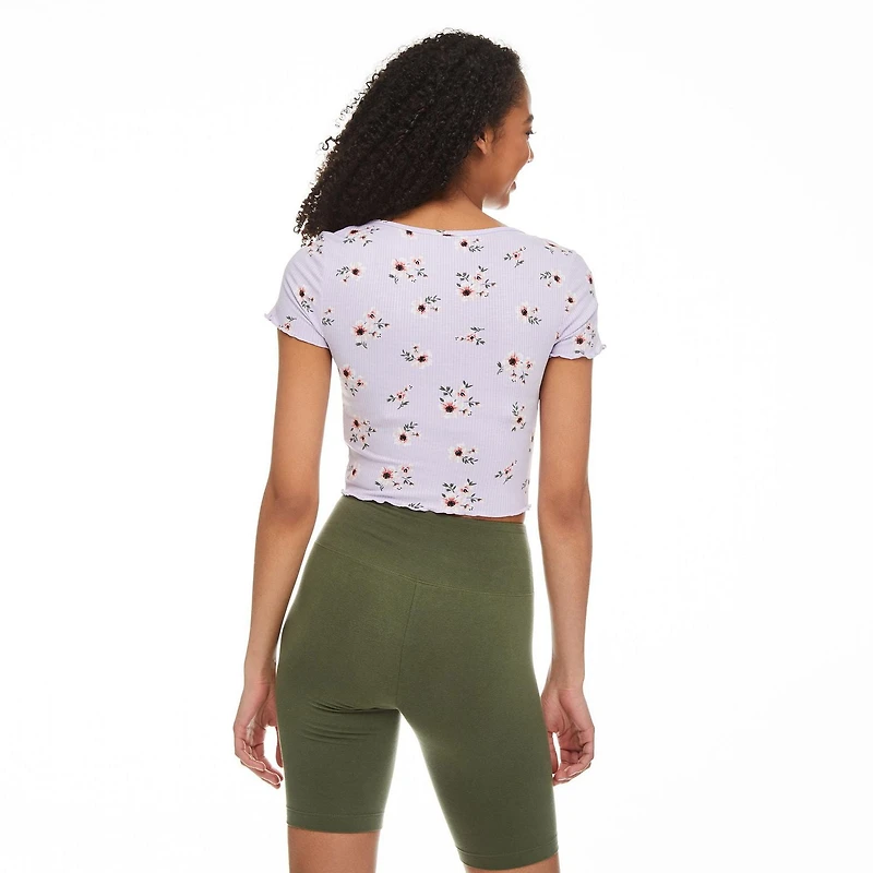 No Boundaries Women's Snap Rib Tee