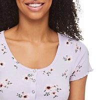 No Boundaries Women's Snap Rib Tee