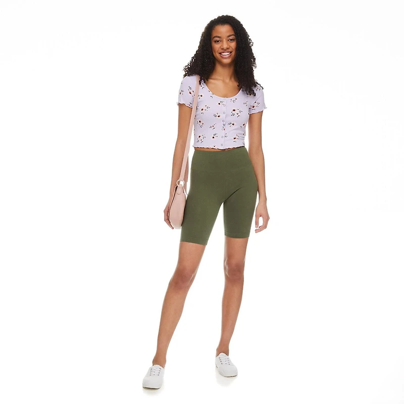 No Boundaries Women's Snap Rib Tee