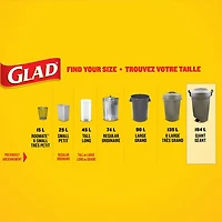 Sacs à ordures noirs de Glad, boîte de 40 sacs à ordures géants de 184 L