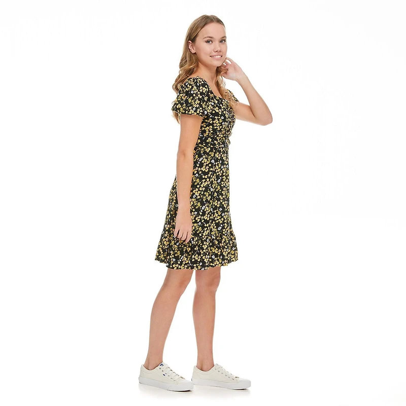 No Boundaries Women's Puff Sleeve Dress