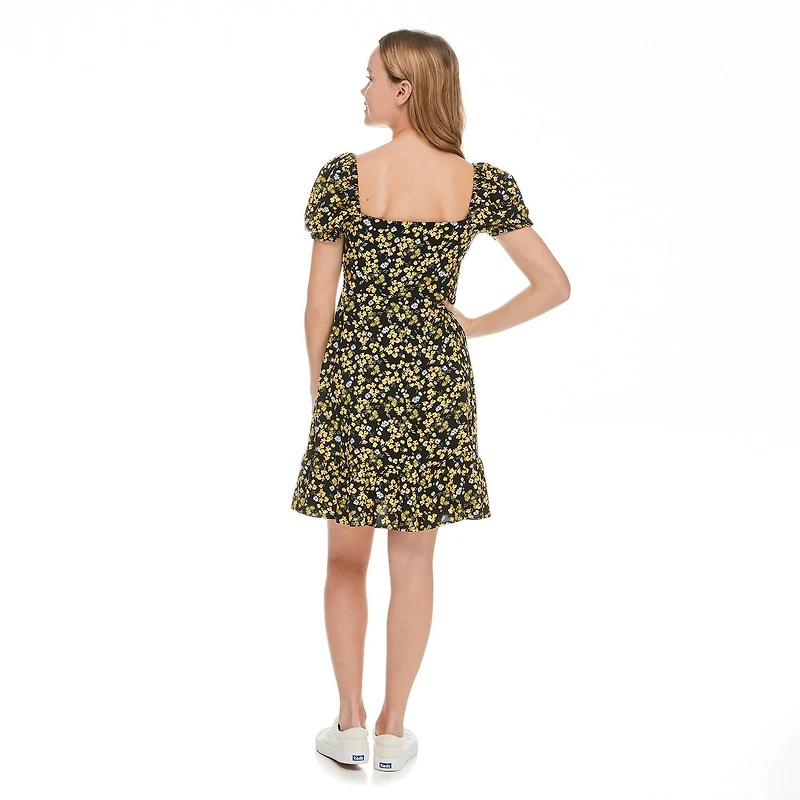 No Boundaries Women's Puff Sleeve Dress