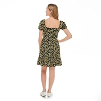 No Boundaries Women's Puff Sleeve Dress