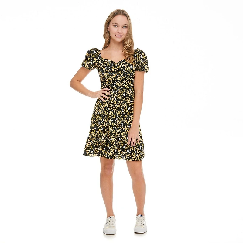 No Boundaries Women's Puff Sleeve Dress