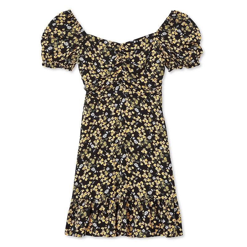 No Boundaries Women's Puff Sleeve Dress