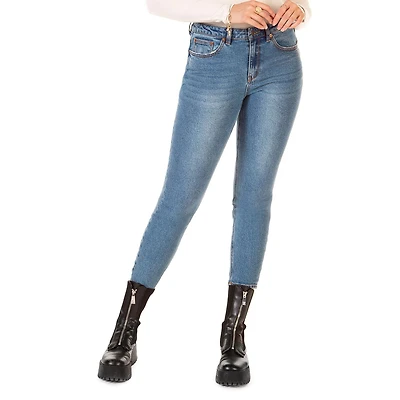 Jean skinny en denim stretch à 5 poches, longueur cheville, délavé bleu clair Jean skinny