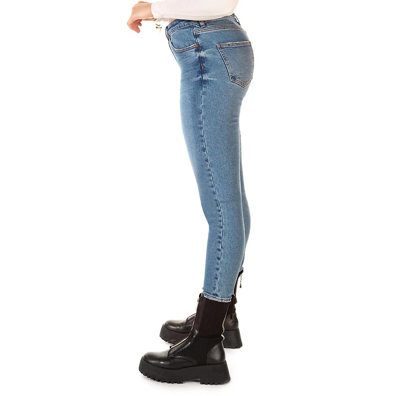 Jean skinny en denim stretch à 5 poches, longueur cheville, délavé bleu clair Jean skinny