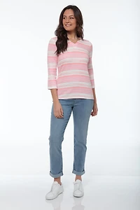 JAX 3/4 Sleeve V-Neck Knit Top