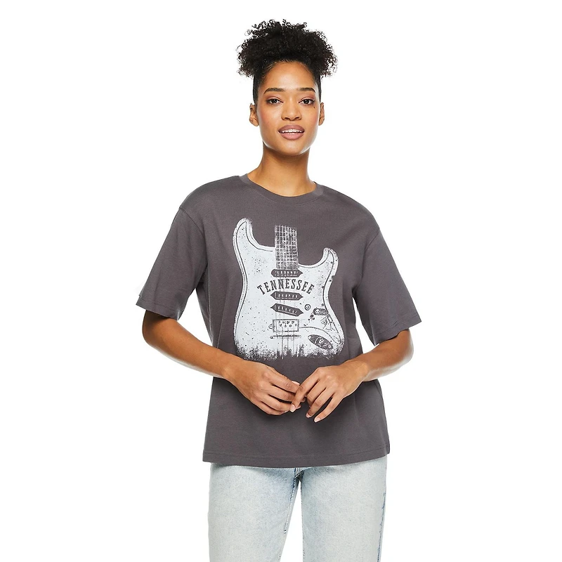 T-shirt surdimensionné No Boundaries pour femmes Tailles TP–TTG
