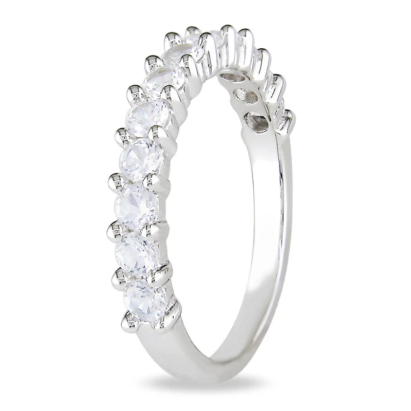 Jonc de mariage Miabella avec 1.10 carat de saphir blanc synthétique en argent sterling