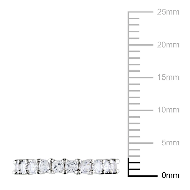 Jonc de mariage Miabella avec 1.10 carat de saphir blanc synthétique en argent sterling